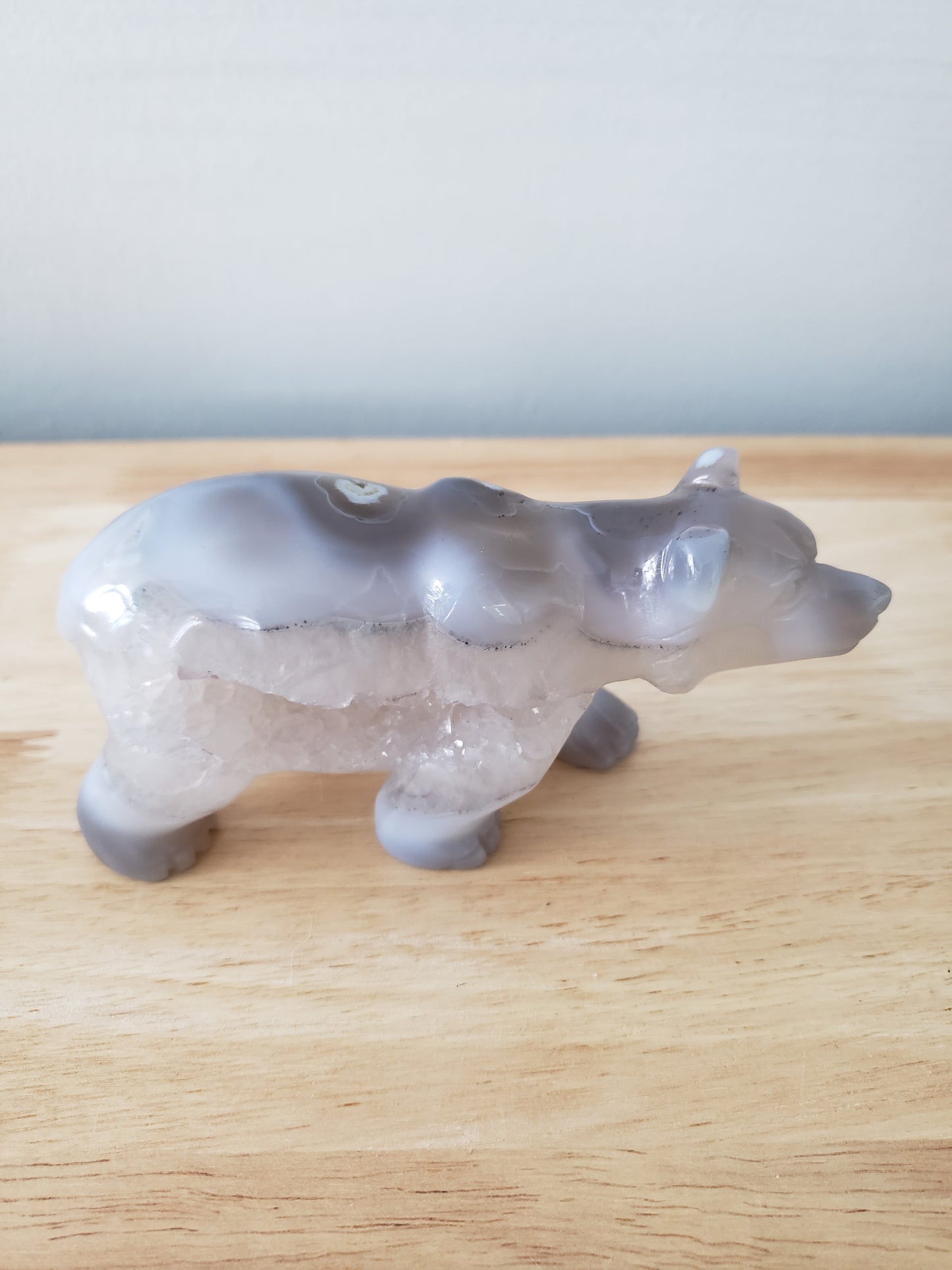Bear Druzey Agate Carving