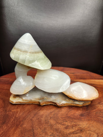 Green Onyx Mushrooms Carving
