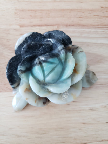 Amazonite Flower Carvings