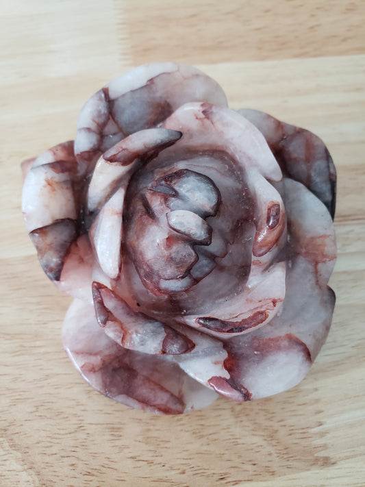 Fire Quartz Rose Flower Carving
