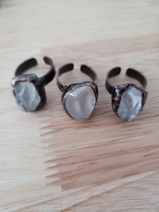 Clear Quartz Ring on Copper Band