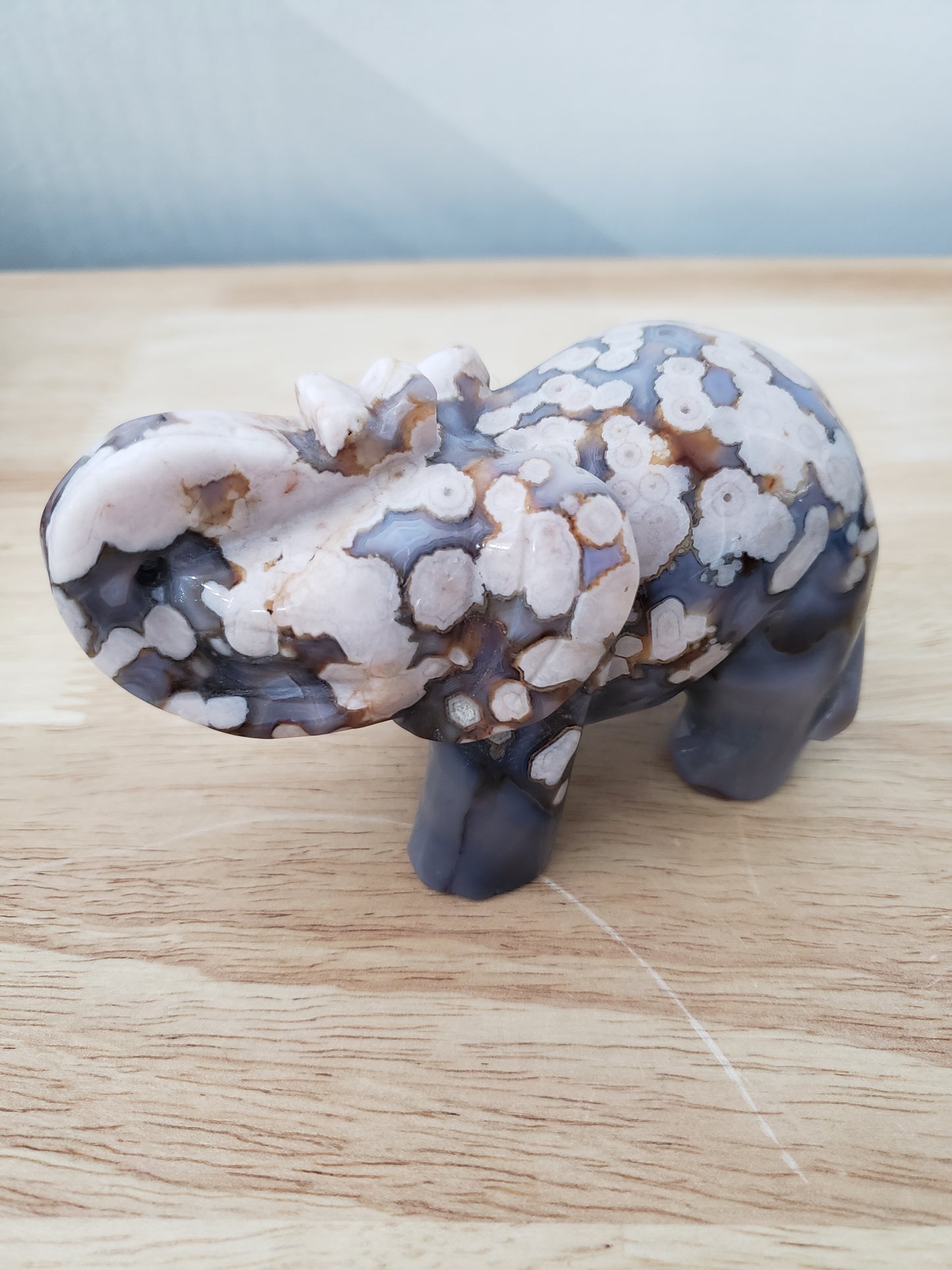 Blue Flower Agate Elephant