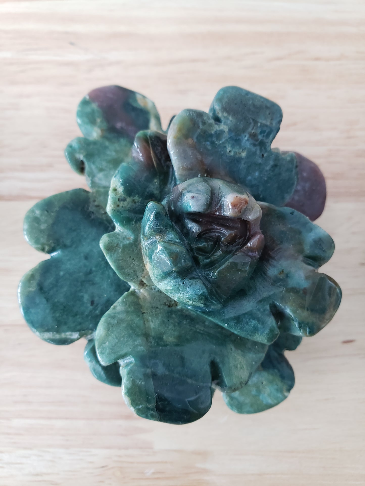 Ocean Jasper Rose Flower Carving