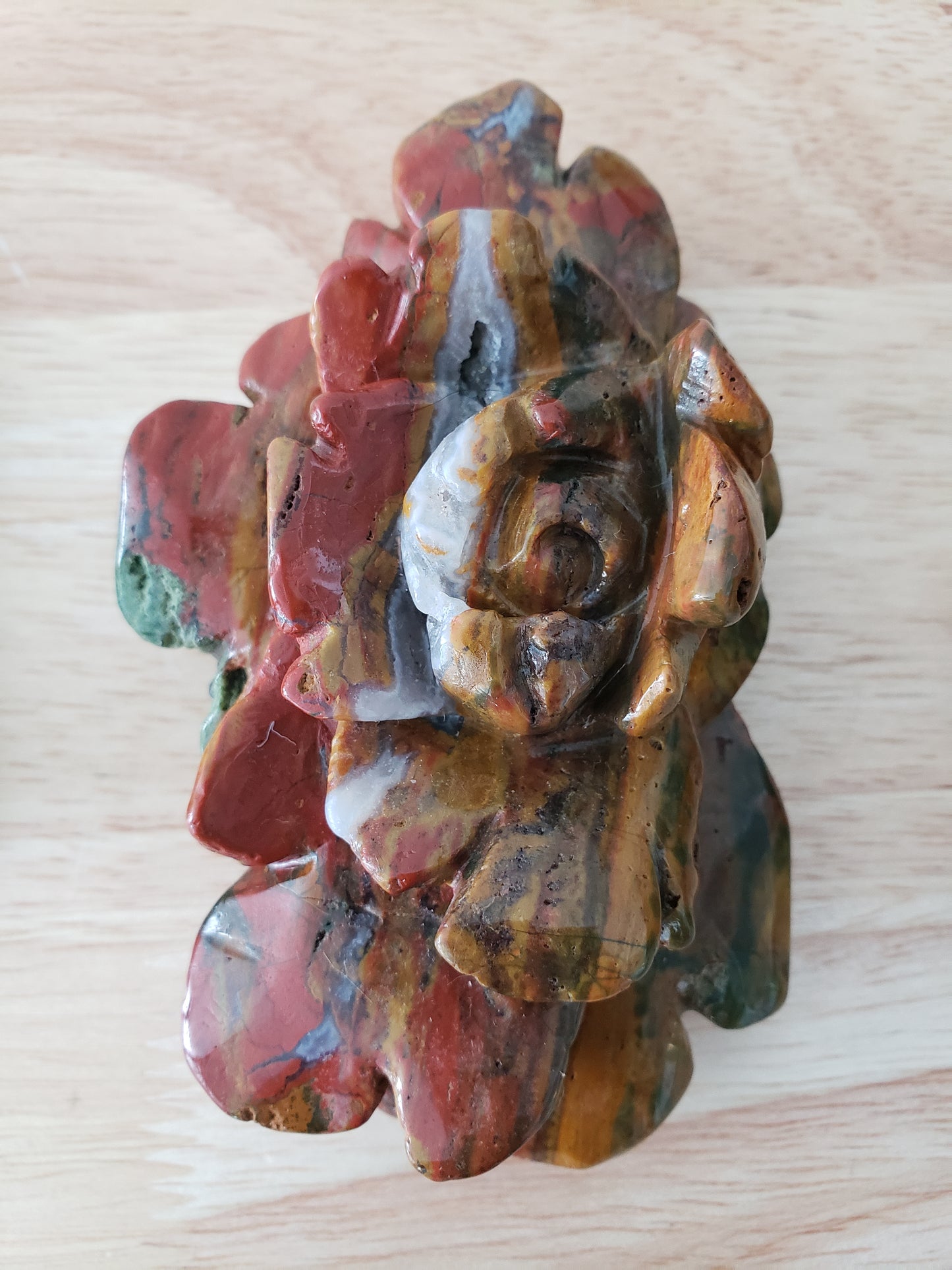 Ocean Jasper Rose Flower Carving