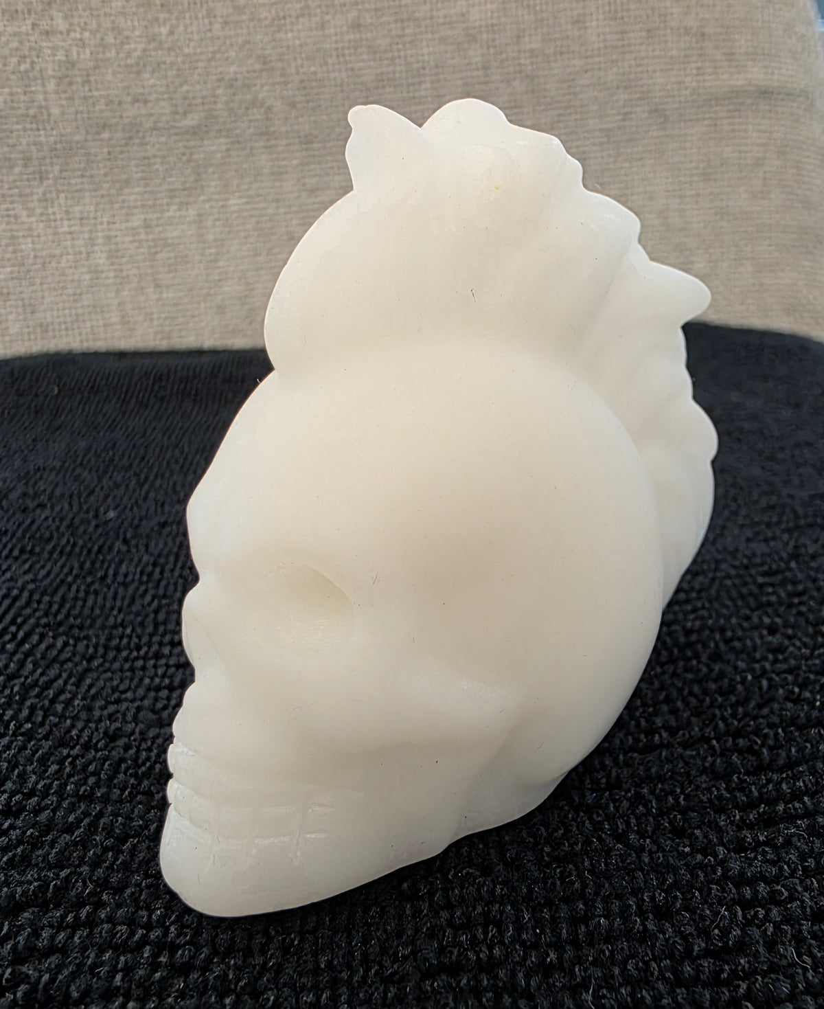 White Jade Punk Mohawk Skull