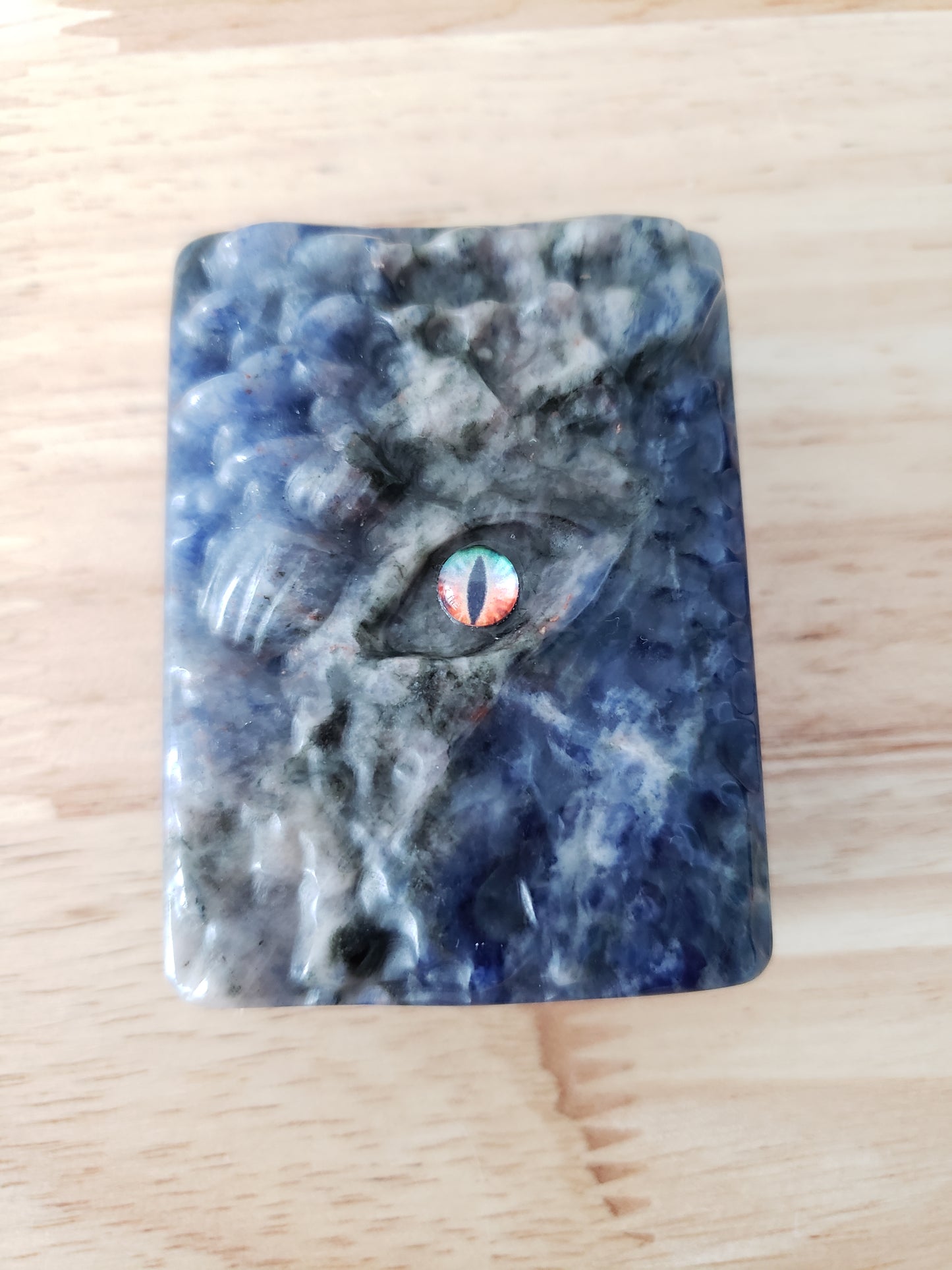 Sodalite Dragon Book Mini Carving