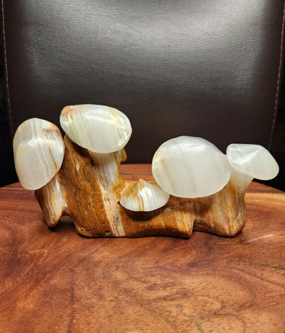 Green Onyx Mushrooms Carving