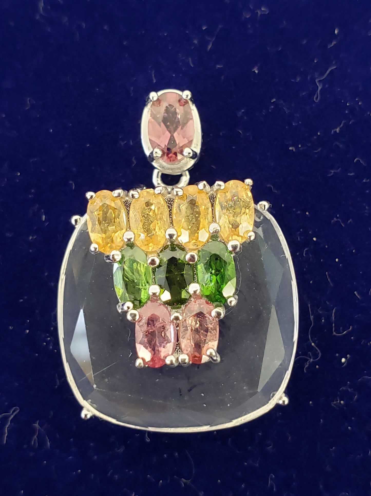 Rainbow Tourmaline with Clear Quartz Pendant
