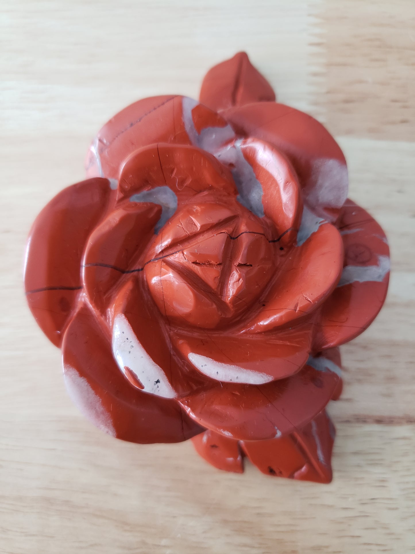 Red Jasper Rose Flower Carving