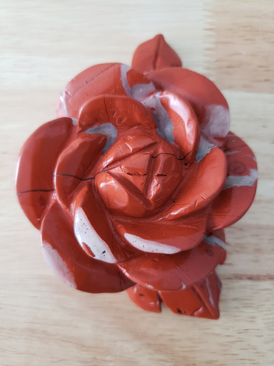 Red Jasper Rose Flower Carving
