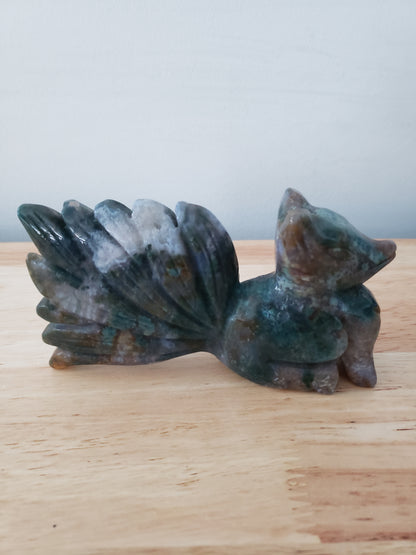 Standing Ninetails Fox Carving