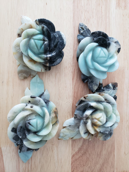 Amazonite Flower Carvings