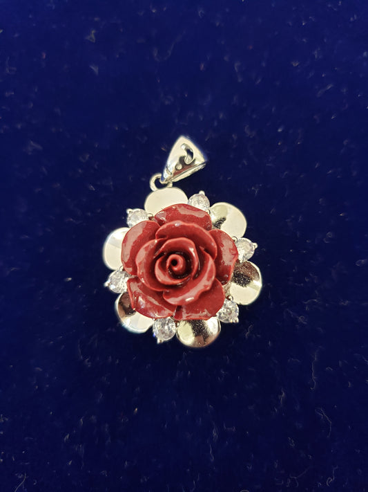 Premium Cinnabar Rose Pendant