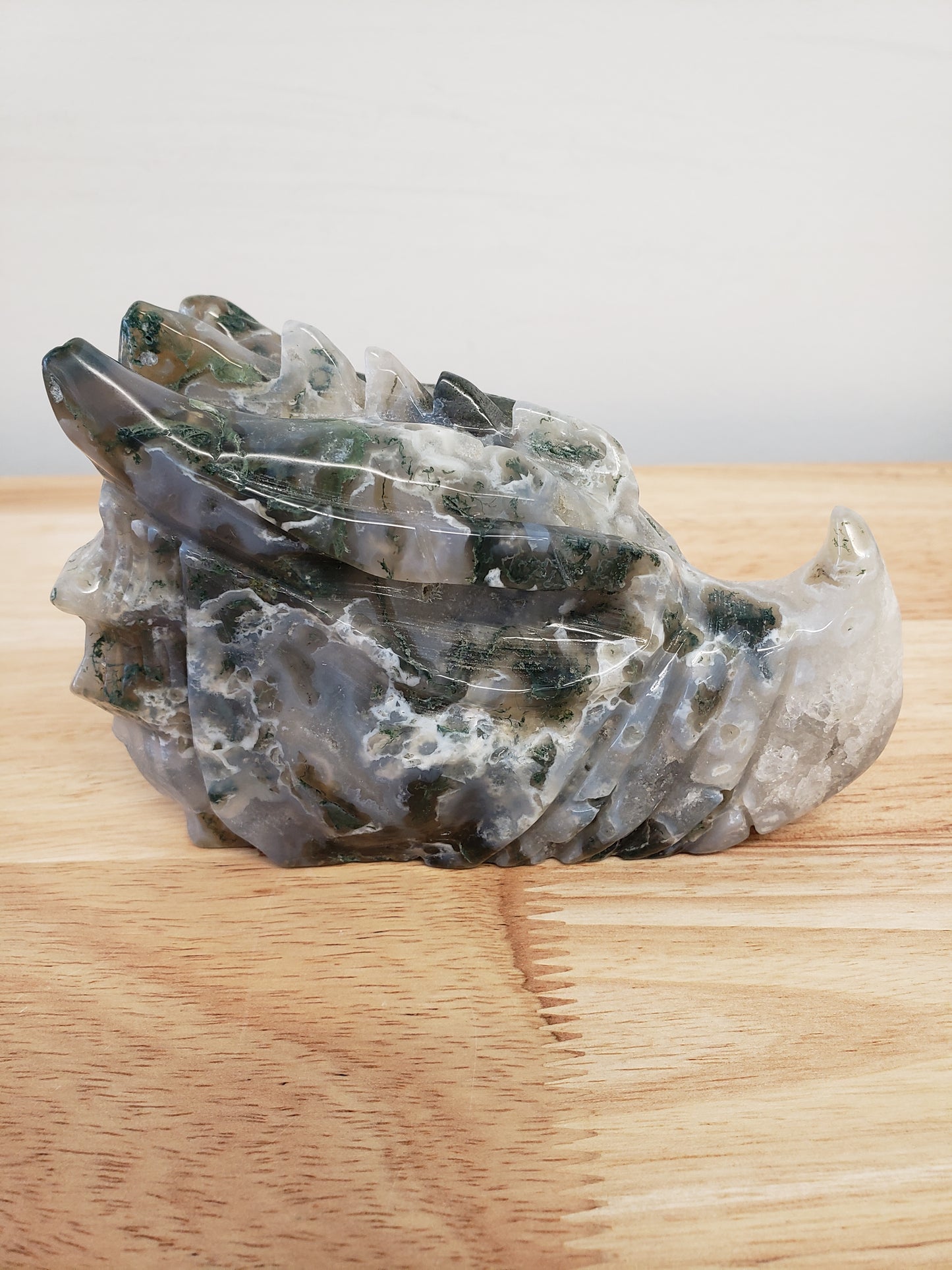 Moss Agate Dragon Head Carvings