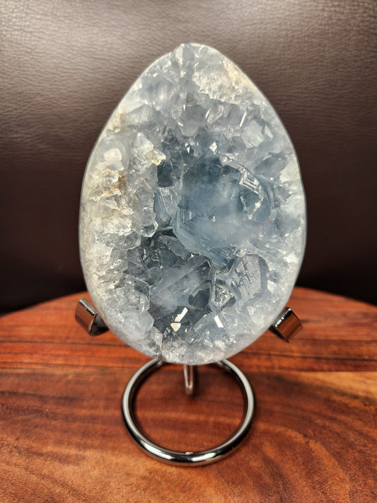 Celestite Egg Cluster with Stand