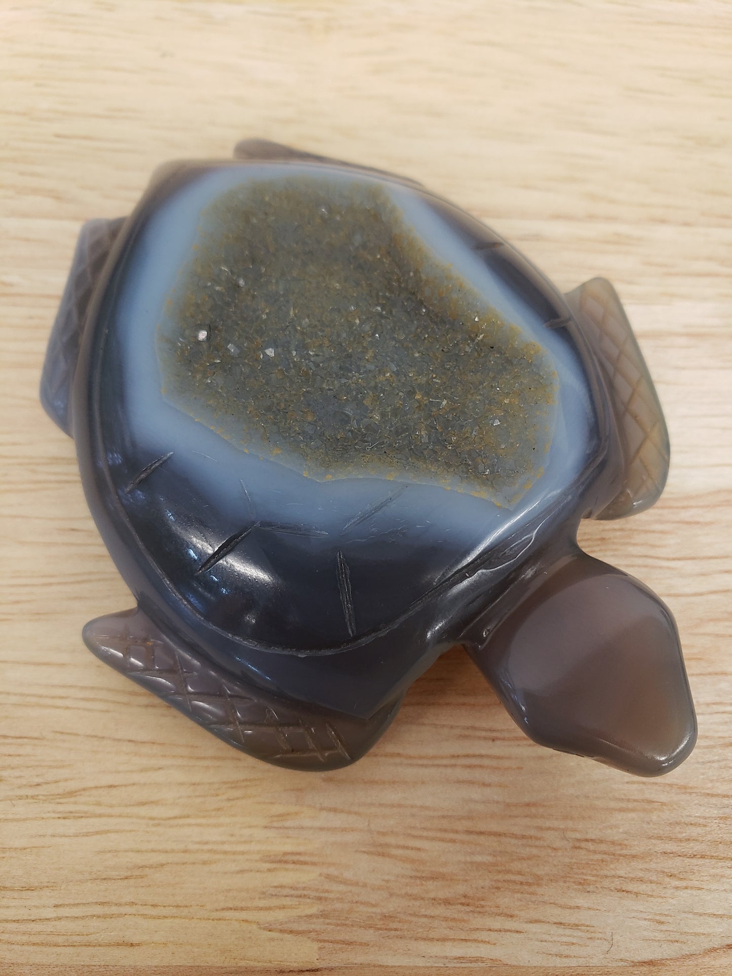 Druzey Agate Turtle Carving