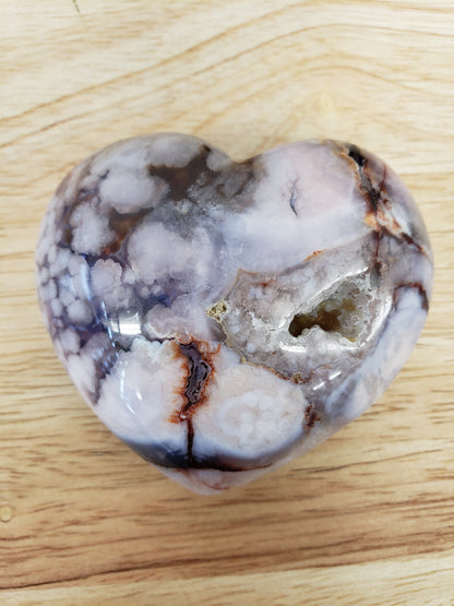 Blue Flower Agate Hearts