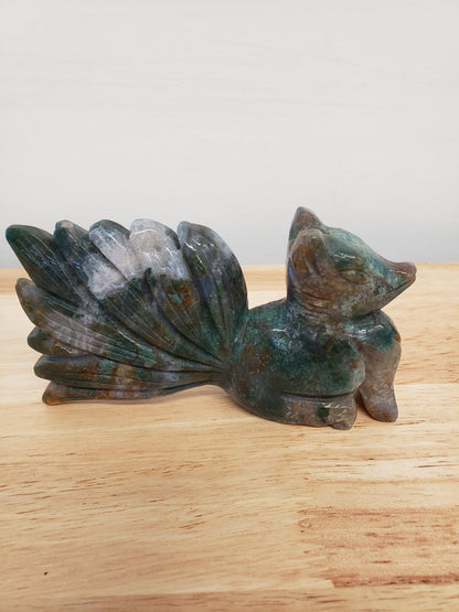 Standing Ninetails Fox Carving