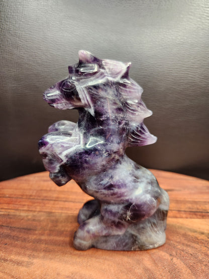 Dream Amethyst Smoky Quartz Unicorn Carving