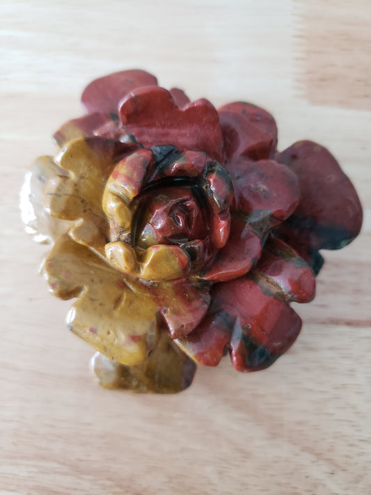 Ocean Jasper Rose Flower Carving