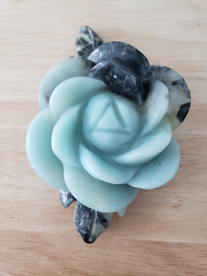 Amazonite Flower Carvings