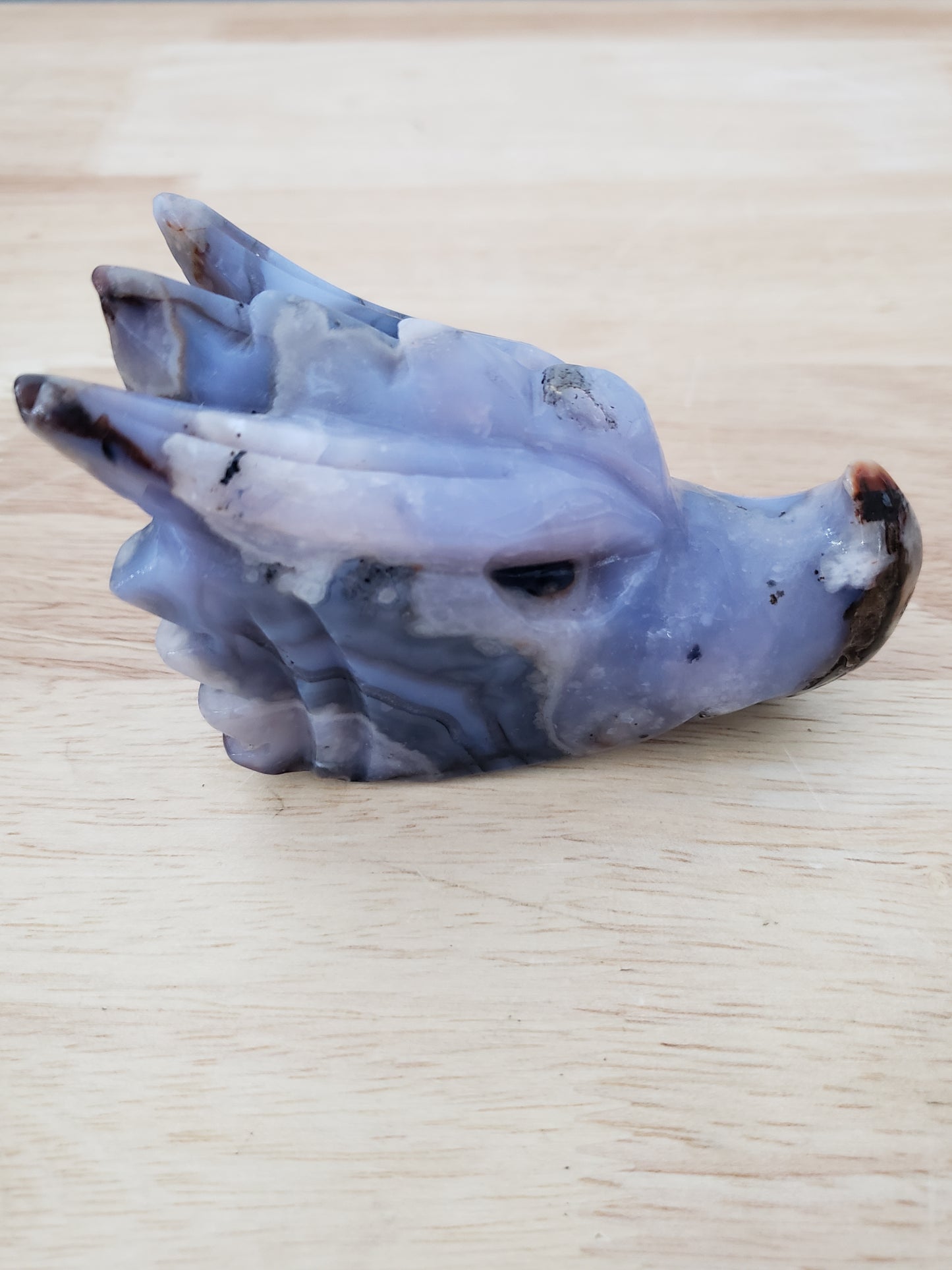 Blue Flower Agate Dragon Heads