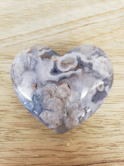 Blue Flower Agate Hearts