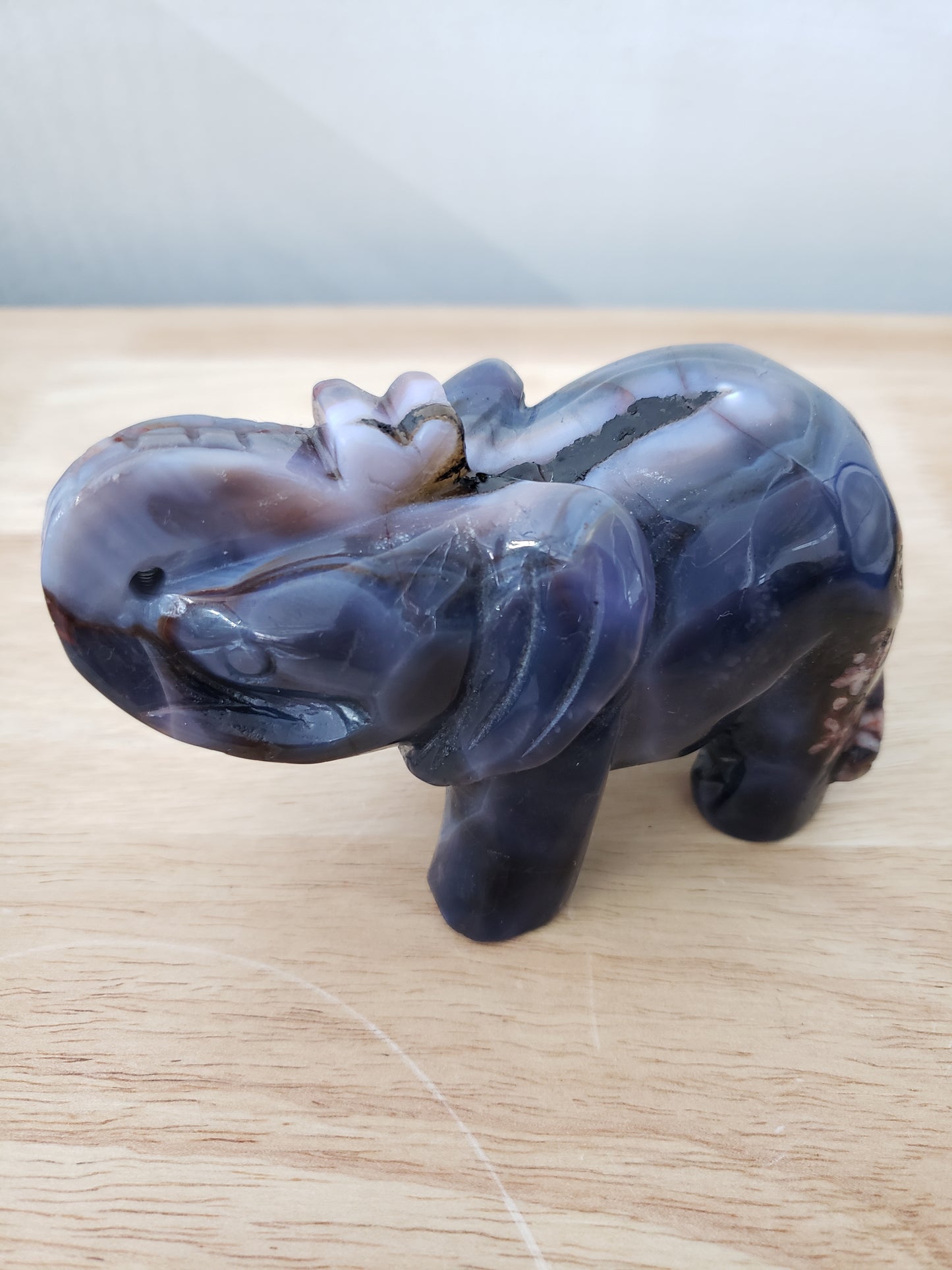 Blue Flower Agate Elephant