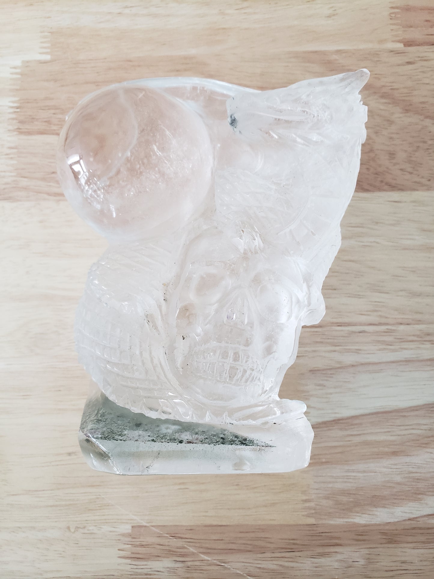 Garden Quartz Dragon Skull Sphere Carving