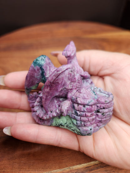 Ruby Zoisite Dragon on Castle Carving