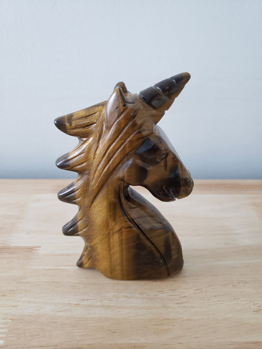 Tigers Eye Horse Head Carving