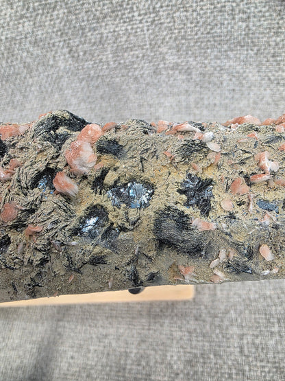 Mongolian Chlorinated Quartz With Black Hematite and pink Calcite Inclusions