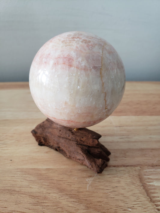 Pink Banded Calcite Sphere