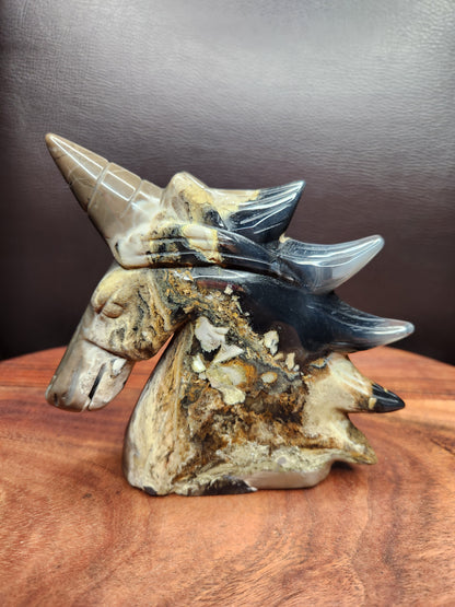 Volcano Agate Unicorn Carving