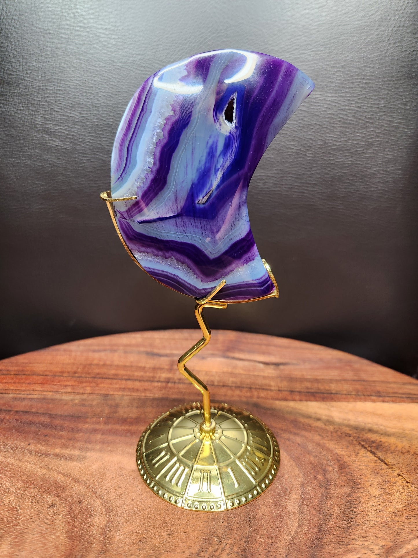 Purple Agate Moon on Stand