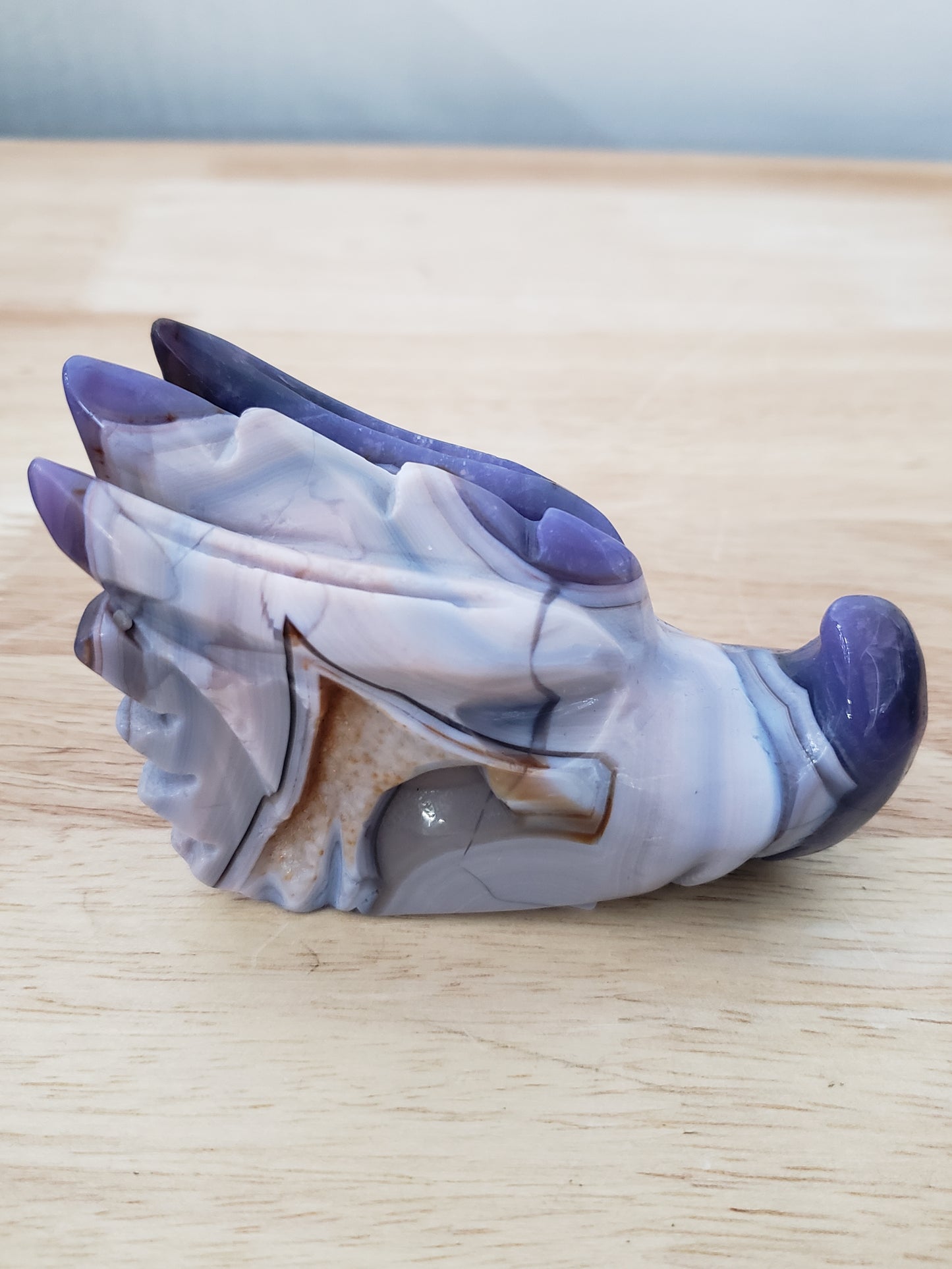 Blue Flower Agate Dragon Heads