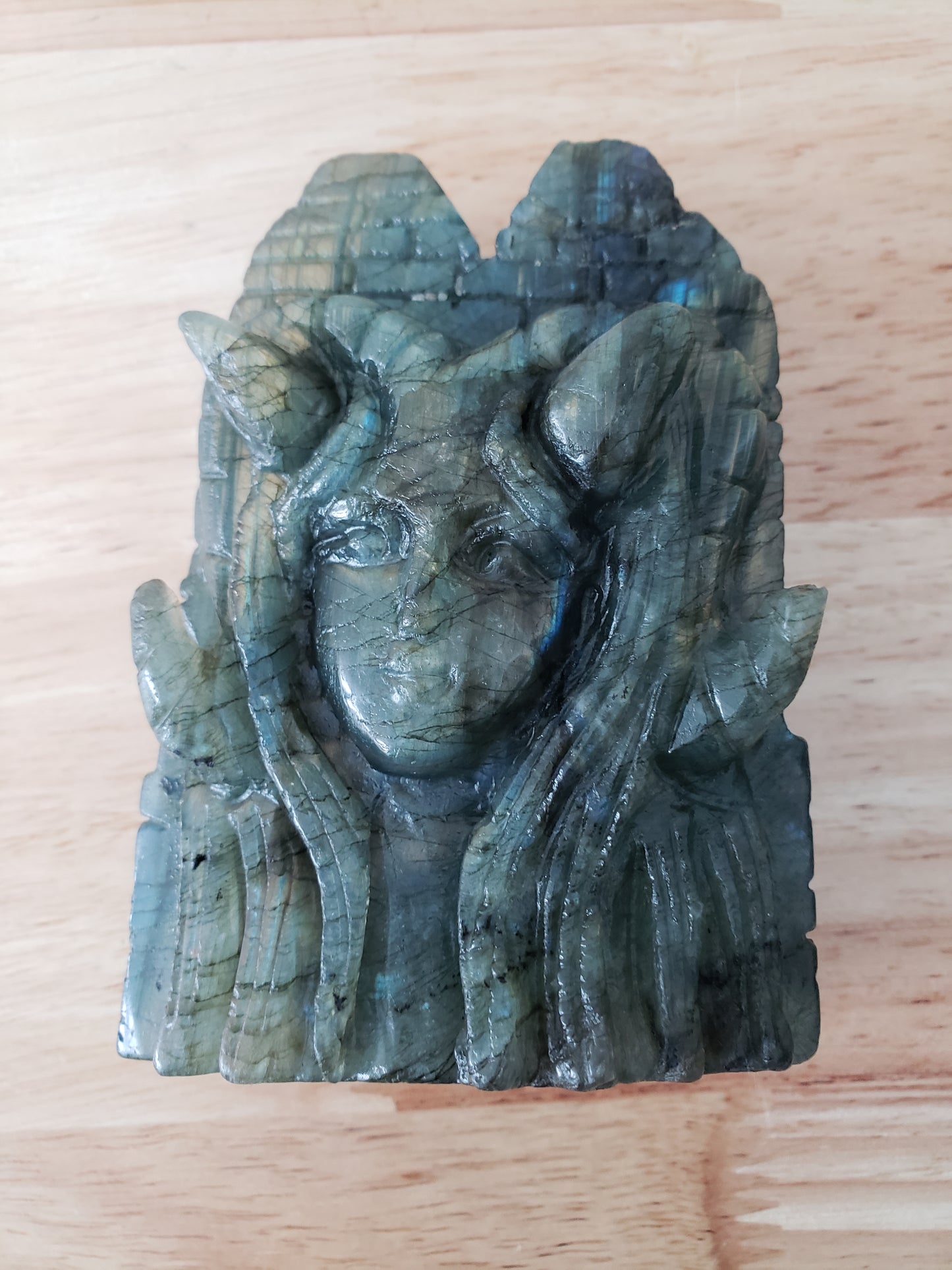 Labradorite Mystique Goddess on Castle Carving