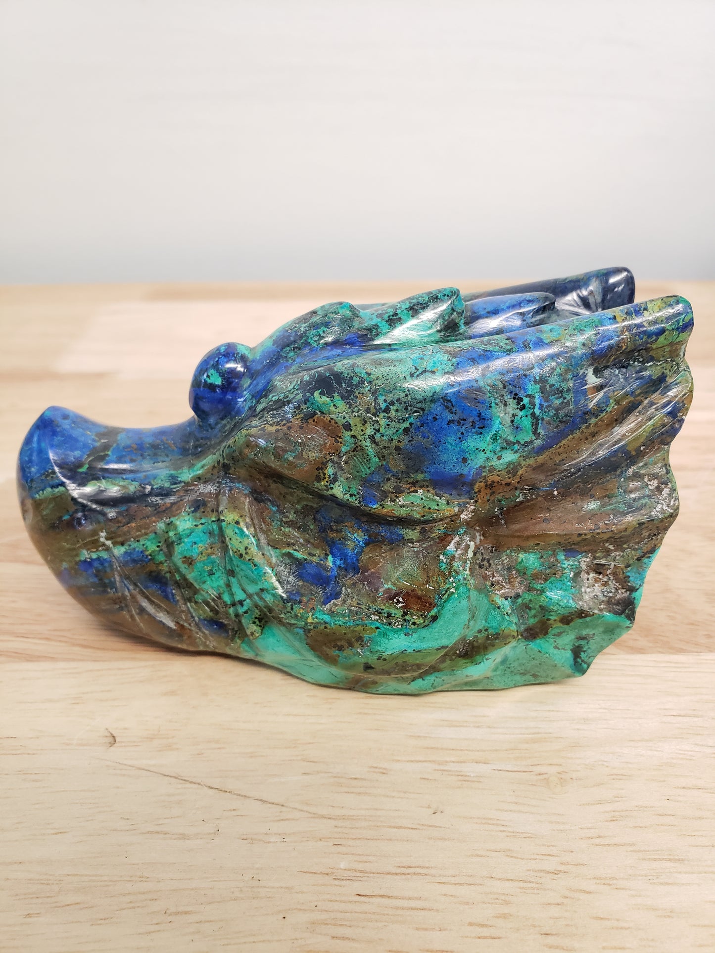 Azurite Malachite Dragon Head Carving