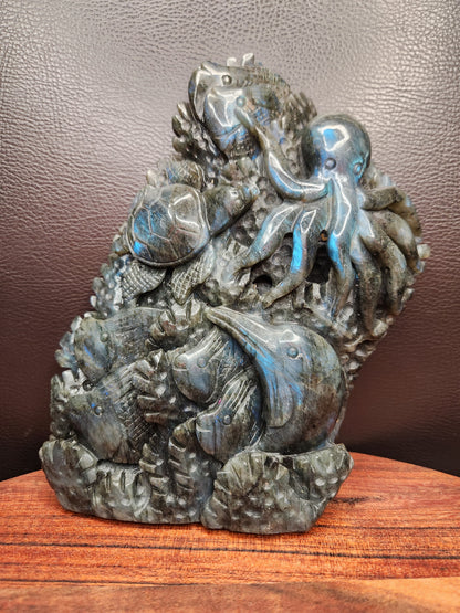 Labradorite Sea Creatures Carving