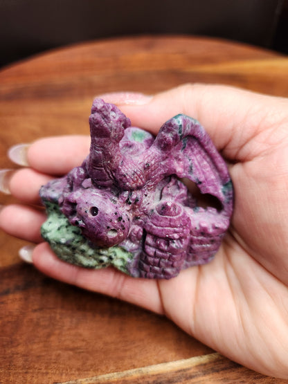 Ruby Zoisite Dragon on Castle Carving