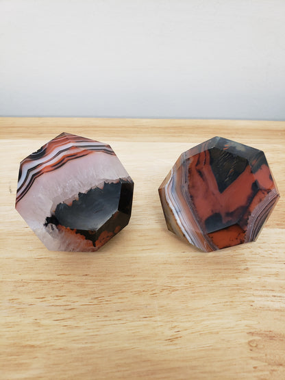 Red Sardonyx Agate Diamond Carvings